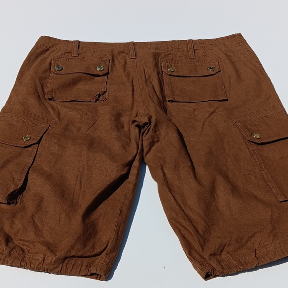 BABY PHAT Women's Brown Linen / Cotton Blend Cargo Shorts - 13 - Picture 2 of 7